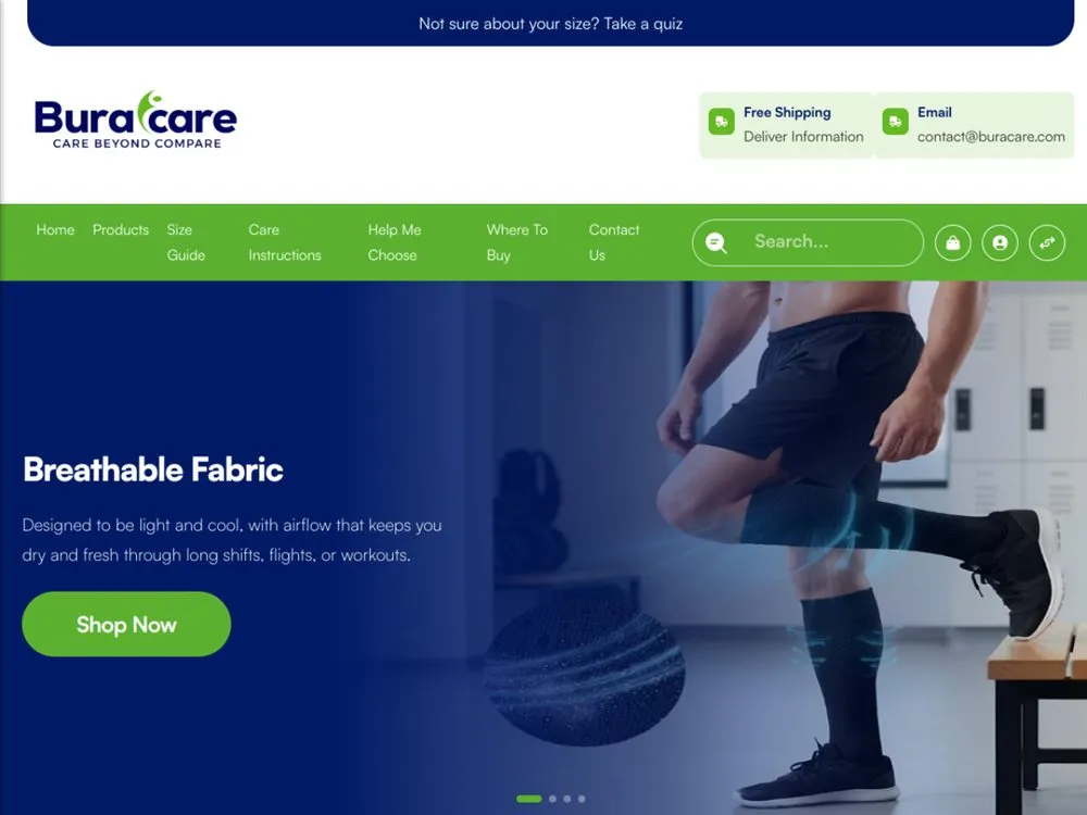 Buracare Shopify storefront homepage