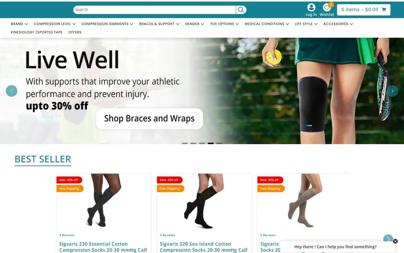 Compression Socks Canada website homepage