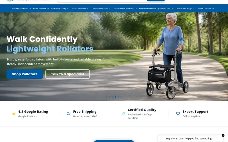 Factory Direct Medical ecommerce homepage