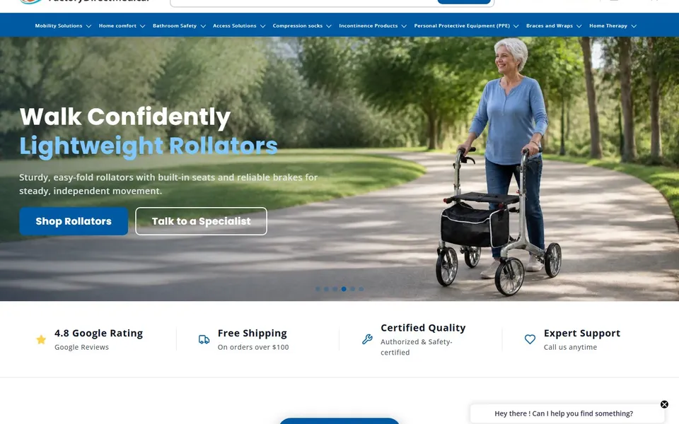 Factory Direct Medical ecommerce homepage